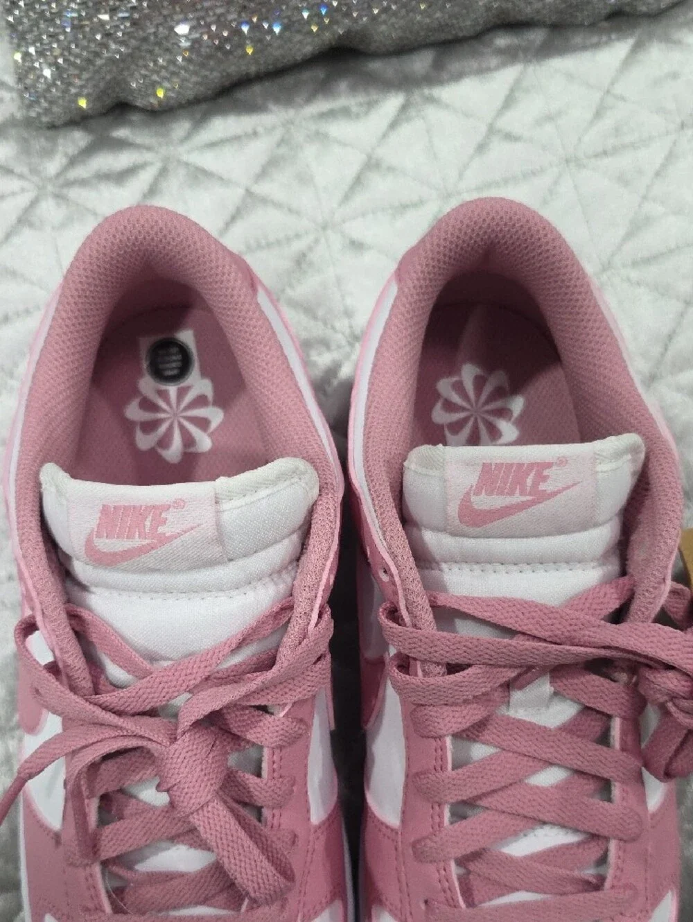 Nike Women's Pink and White Low-Top Sneakers - Casual Street Style
